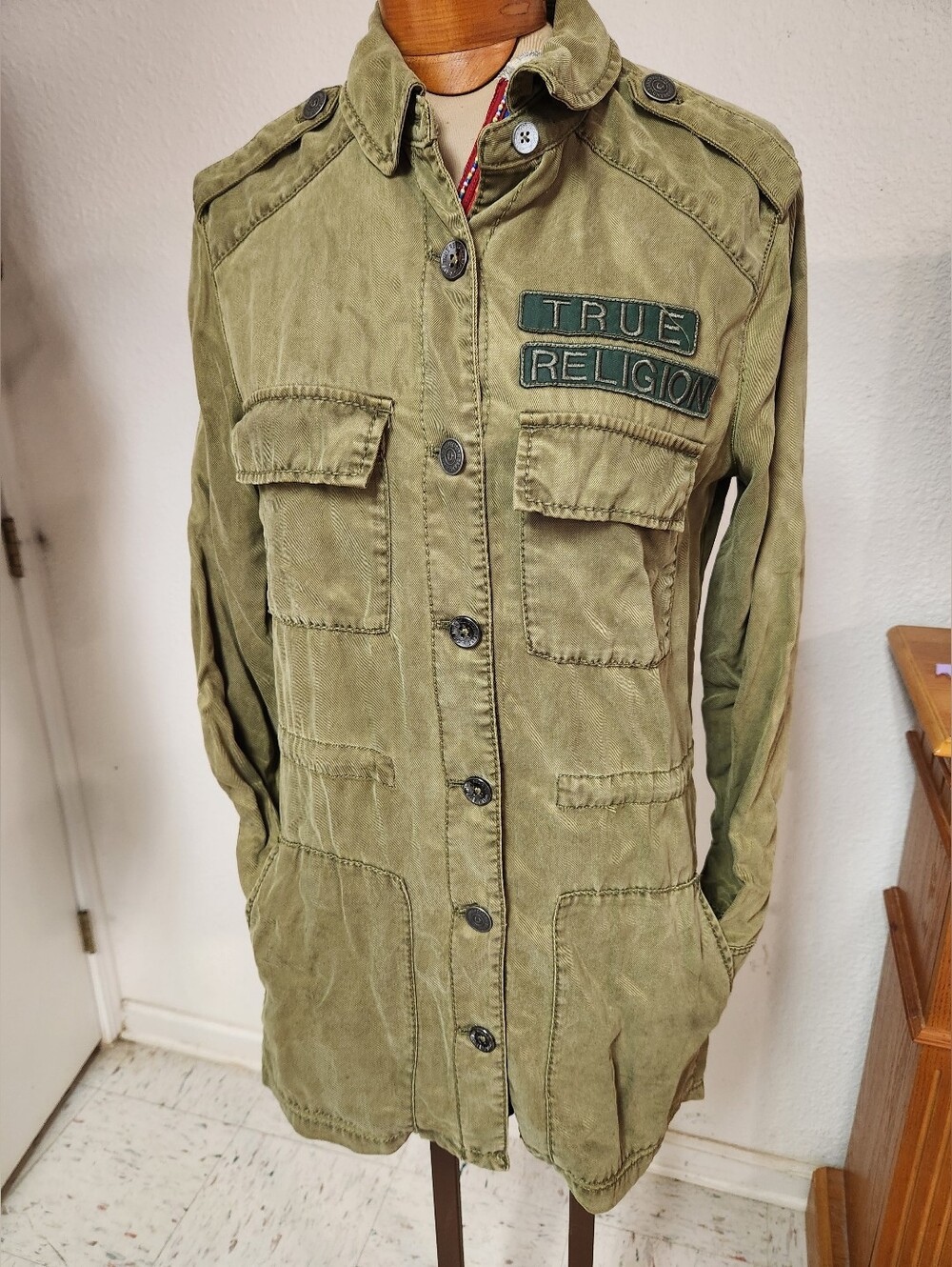True Religion Green Parka Jacket Rare